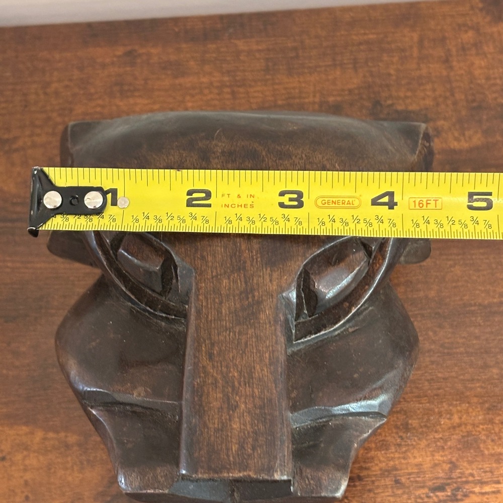 Hand Carved Wood Jaguar Head Sculpture Panther Folk Art Figurine Dark Brown - Picture 6 of 8
